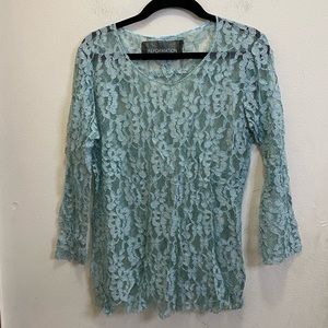 Reformation floral lace blouse top with raw hem size M/L